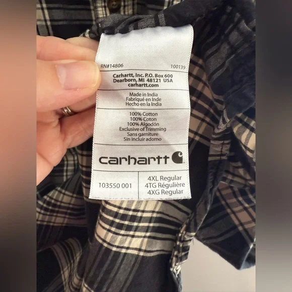 Carhartt Short Sleeve Relaxed Fit Button Down Shirt Men’s SZ 4XL Plaid Casual - Picture 4 of 9